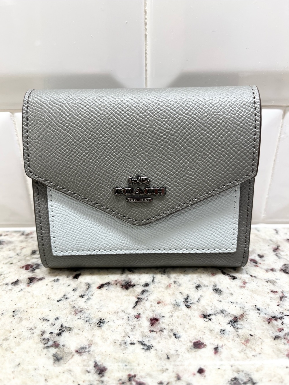 Coach Gray Color Block Tri-fold Wallet NWOT